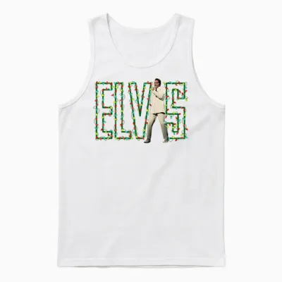 Elvis Presley Official Elvis Christmas Light Unisex Tank Top - White