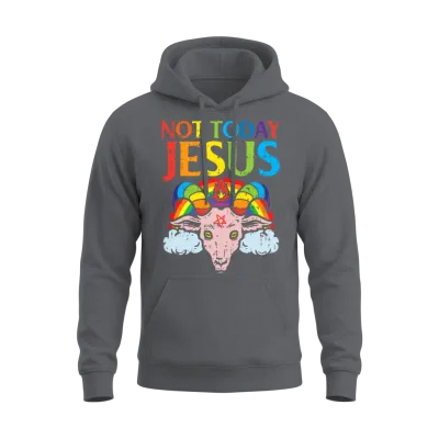 Today Not Jesus Satan Goat Satanic Rainbow Unisex Hoodie - Charcoal