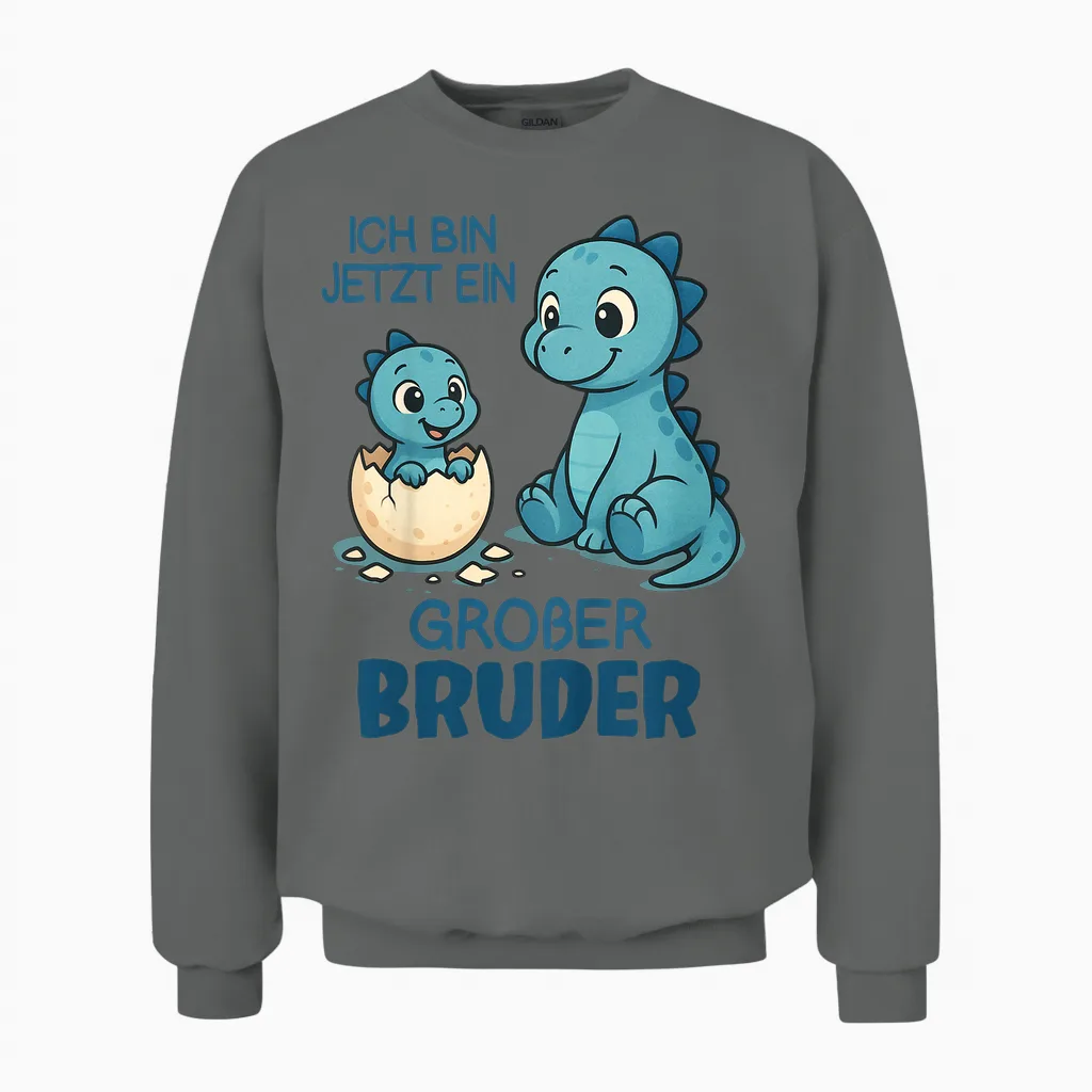 Children's Siblings Dinosaur Baby T-Shirt with German Text "ich Bin Jetzt Ein Groรer Bruder" [german, Black, S Unisex Sweatshirt in Graphite Heather