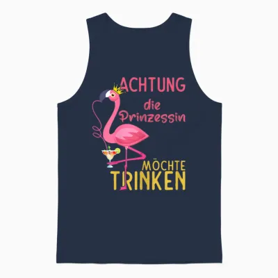 Women's Flamingo Drinking Girls Mallorca Party Outfit Princess Sauf T-Shirt, Black Unisex Tank Top - Navy