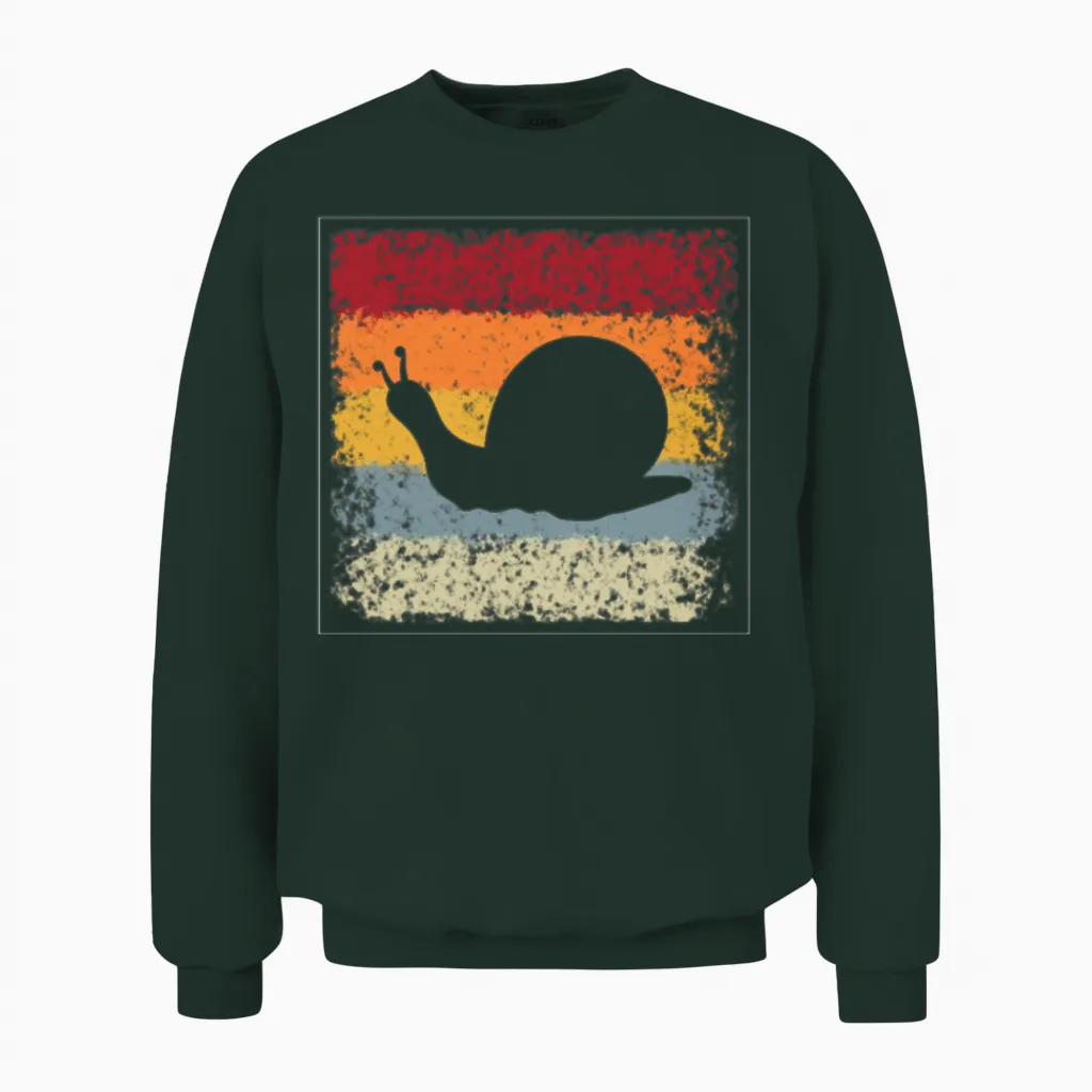 Snail Retro Unisex Sweatshirt in Forest