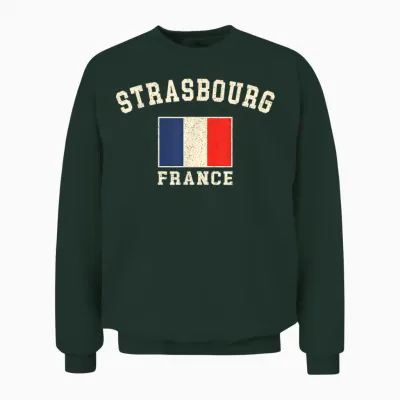 Vintage Straßburg Frankreich Französische Flagge Souvenir Retro Grafik Unisex Sweatshirt - Forest