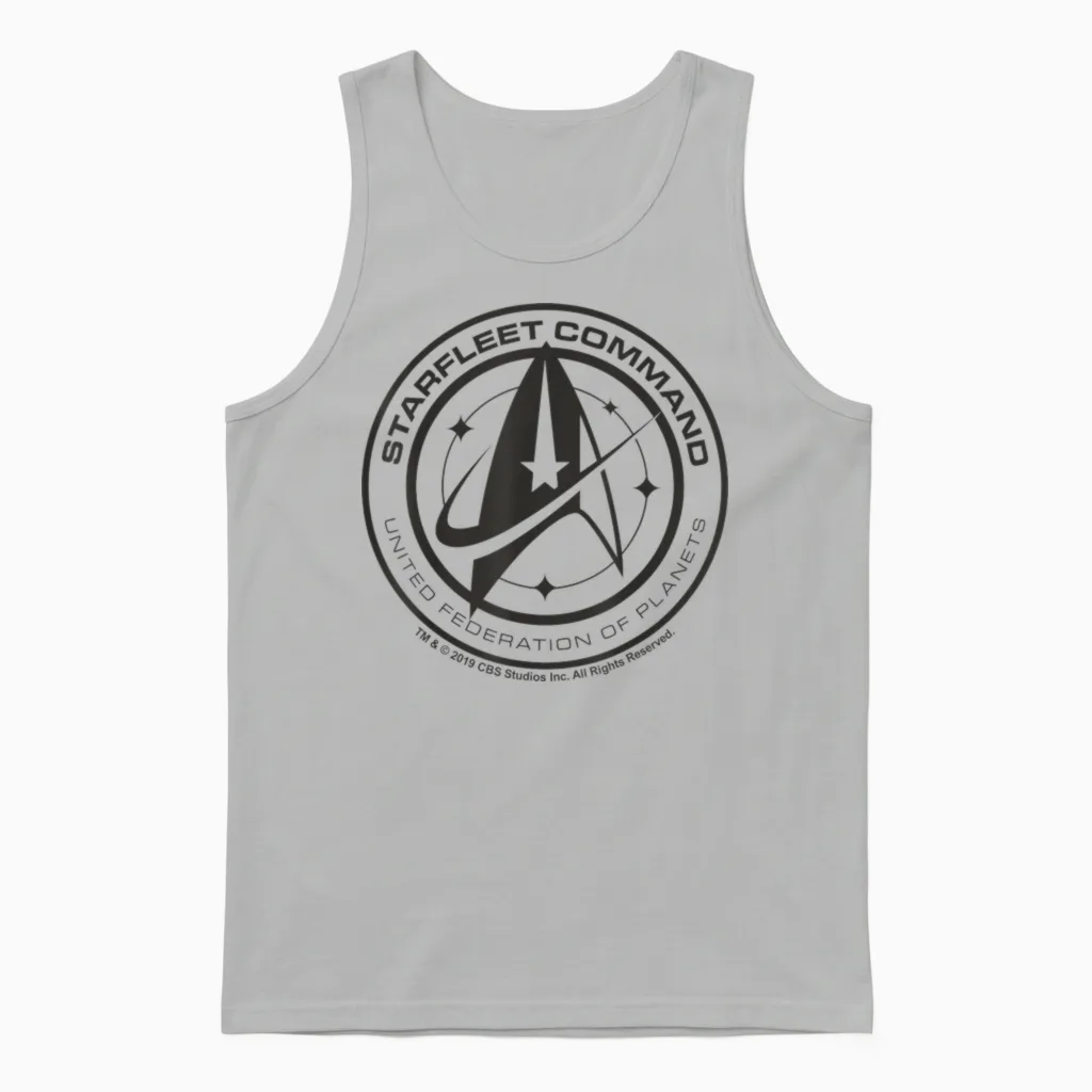 Star Trek Discovery Starfleet T-Shirt Command Pin, Grey, S Unisex Tank Top in Ash