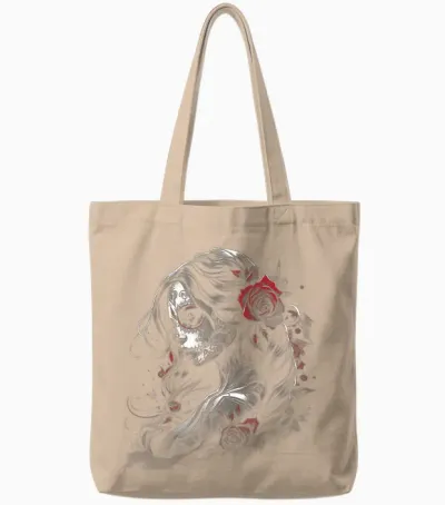 Tag Der Toten Zuckerschädel Kunst Rose Mexikanisch Damen T-Shirt, Schwarz, S, Kurzarm, Kunstvolle Designs Und Klassischer Schnitt Tote Bags - Natural