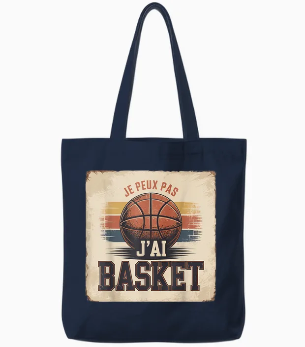 Jersey, Je Peux Pas J'ai Basketball, Men, Women, Children, Tote Bags in Navy