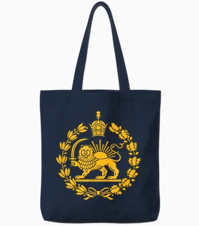 Shir O Khorshid Iran Pahlavi Lion and Sun Tote Bags - Navy