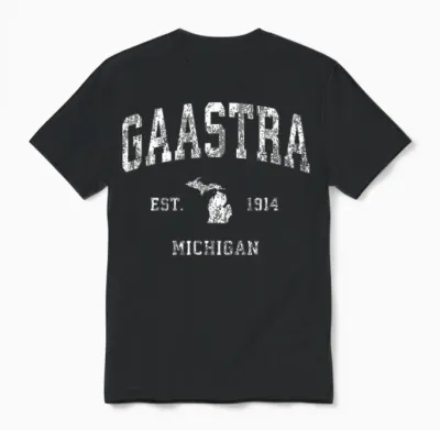 Gaastra Michigan Mi Athletisches Sportdesign Im Vintage-Stil Unisex T-Shirt - Black