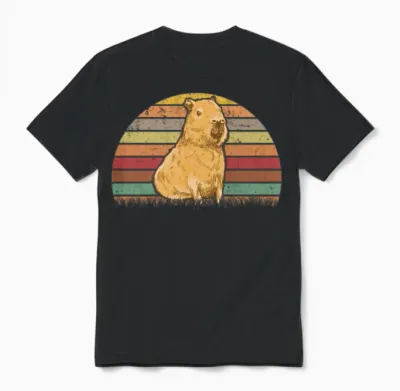 Capybara Retro Vintage Unisex T-Shirt - Black