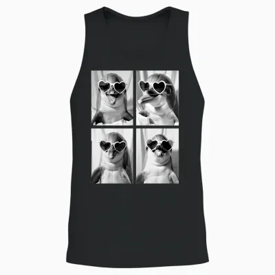Lunettes De Soleil Drôles De Dauphins Avec Cœurs Pour La Saint-Valentin Manche Longue Unisex Tank Top - Black