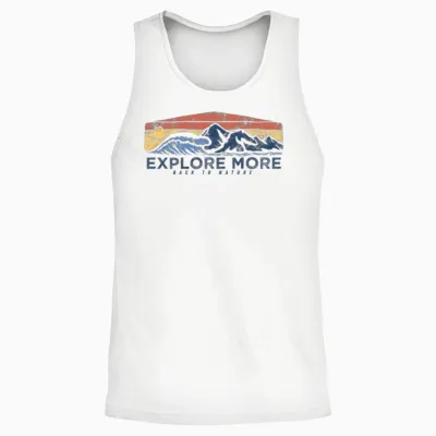 Explore More, Retro Design Adventure. Unisex Tank Top - White