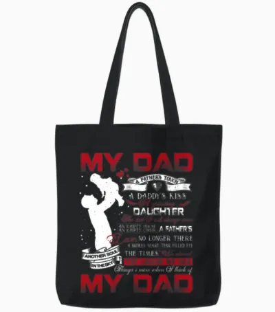 Dad in Heaven S S Daddy in Memories Poem Daughter Tote Bags - Black