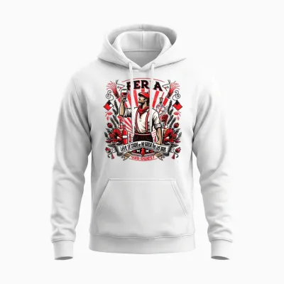 Feria Sud Ouest Elbow Raise Aperitif Red White Bayonne Dax T-Shirt, White, S Unisex Hoodie - White