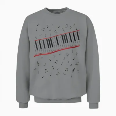 Funny 1980s Beat It Piano Beat Music Cosplay Keyboard Player Unisex Sweatshirt - Sport Grey
