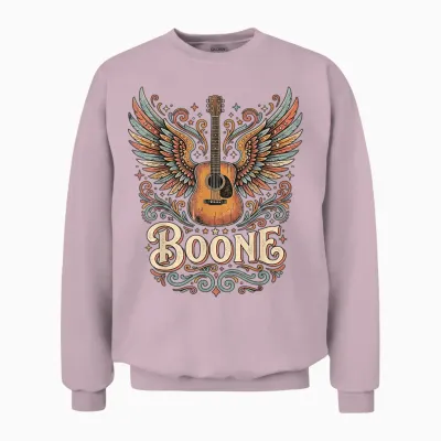 Boone Music Lover Vibes Colorful Artistic Design Unisex Sweatshirt - Light Pink