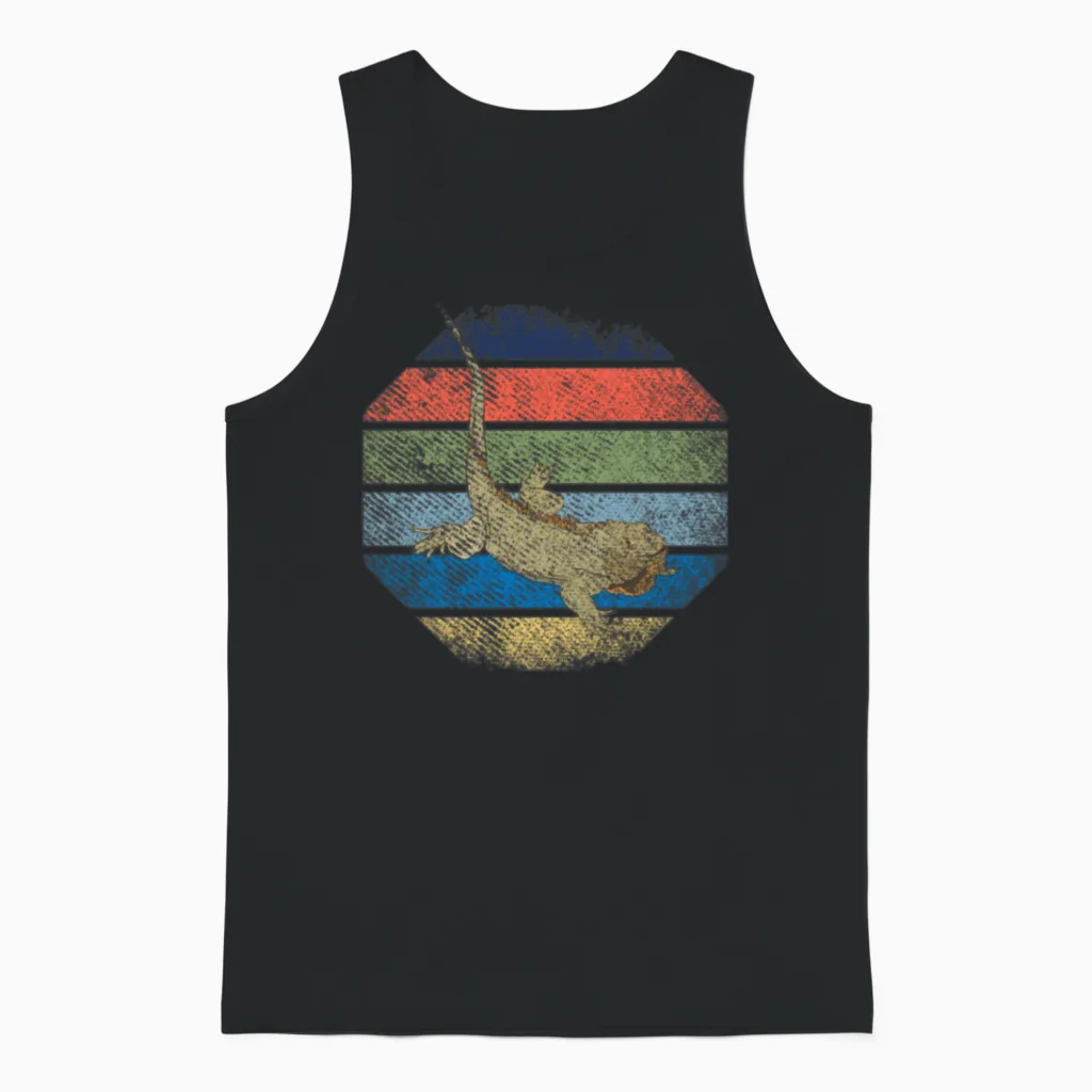 Retro Hexagon Iguana Unisex Tank Top in Black