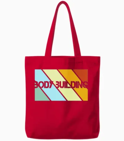 Body Building Retro Tote Bags - Red