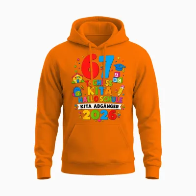 67 Tschüss Kita Hallo Schule 2026 Kinder Unisex Hoodie - Safety Orange