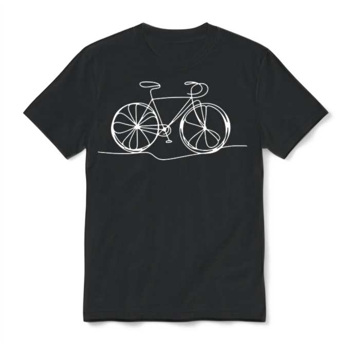 Bicycle Bike Cycle - One Line Art - Cyclist Biking Unisex T-Shirt - Black