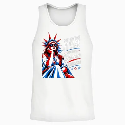 Can Someone Please Put a Woman in Charge 4th July Feminist Unisex Tank Top - White