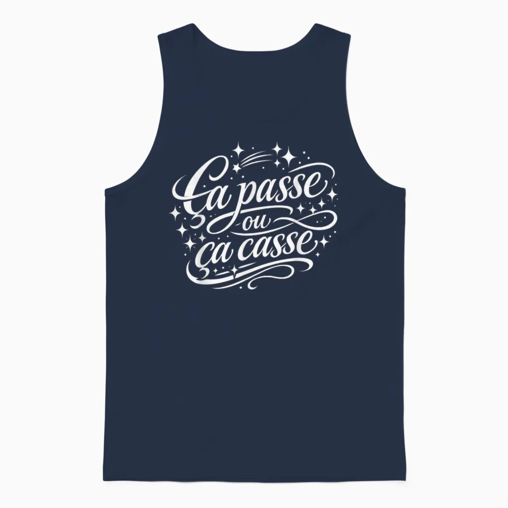 Men's Original Funny Humour Gift ça Passou ça Cassse Unisex Tank Top in Navy