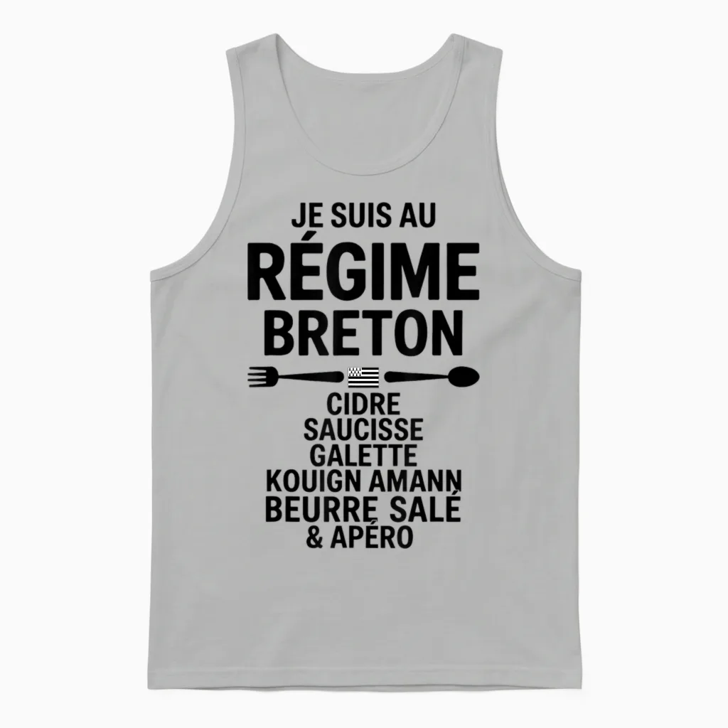 Diet Breton Humour Brittany Cider Sausage Galette Butter Unisex Tank Top in Ash