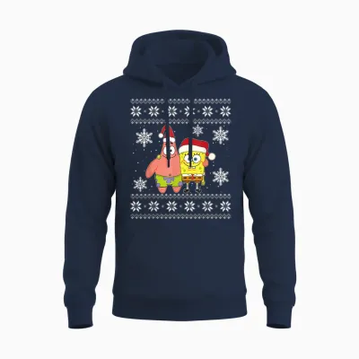 Mademark X Spongebob Squarepants - Spongebob and Patrick Best Friends Holiday Christmas Graphic Unisex Hoodie - Navy