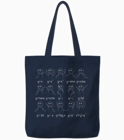 Math Functions Mathematics Nerdy Geek Student Gift Tote Bags - Navy