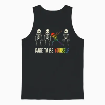 Dare to Be Yourself Shirt | Cute Lgbt Pride T-Shirt Gift Unisex Tank Top - Black