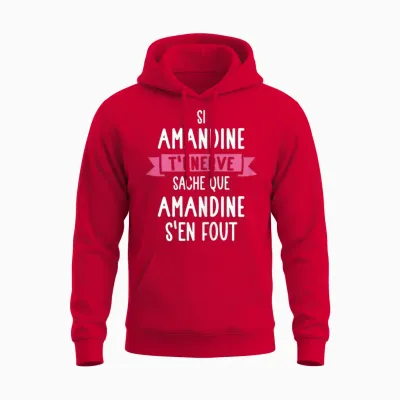 Amandine Women's Gift Humour Name Personalised T-Shirt, Black Unisex Hoodie - Red