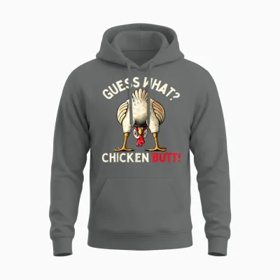 Funny Chicken Graphic Tees Men Women and Kids Chicken Butt Unisex Hoodie - Graphite Heather