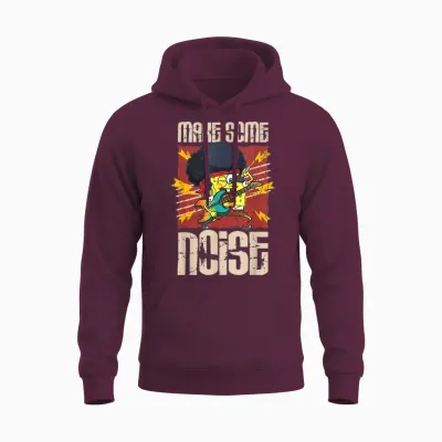 Mademark X Spongebob Squarepants - Spongebob Make Some Noise Rock and Roll Heavy Metal Retro Unisex Hoodie - Maroon