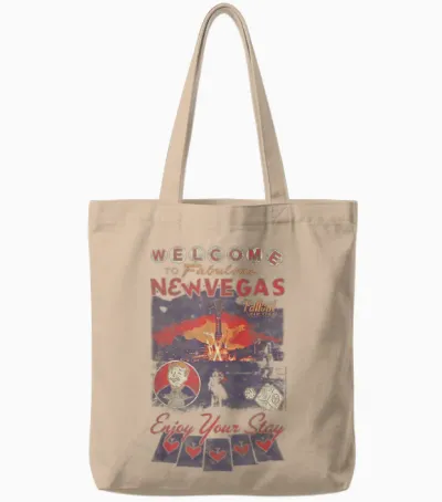 Fallout Welcome to Fabulous New Vegas Vintage Video Game Tote Bags - Natural