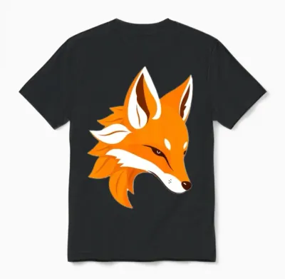 A Stylized Illustration of a Fox's Head Unisex T-Shirt - Black