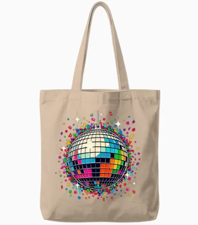 Confetti Disco Ball Party Tote Bags - Natural