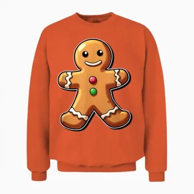 Gingerbread Man Christmas Cookie Baking Holiday Unisex Sweatshirt - Orange