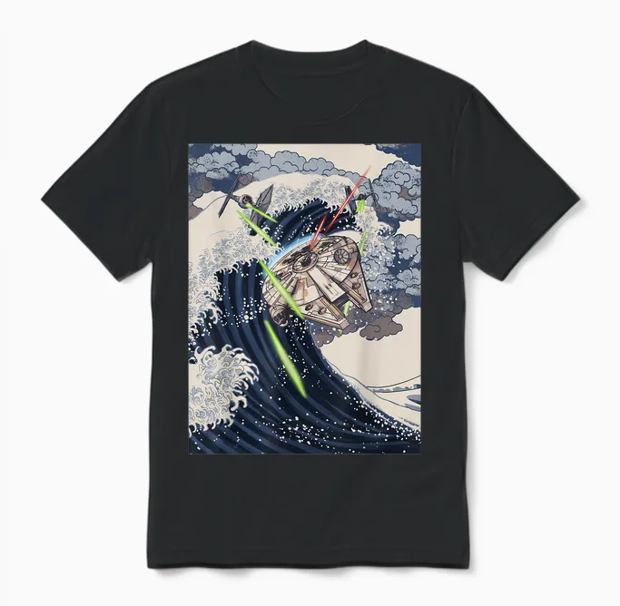 Star Wars Millennium Falcon Space Wave Unisex T-Shirt in Black