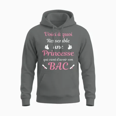 Baccalauréat 2026 Princesse Cadeau Enfant Bac Fille Femme T-Shirt Haut De Gamme Unisex Hoodie - Graphite Heather