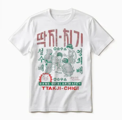 Squid Game Korean Game of Slap Match Unisex T-Shirt - White