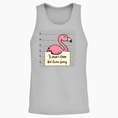 Flamingo Was Not Clever but Funny Unisex Tank Top - Ash