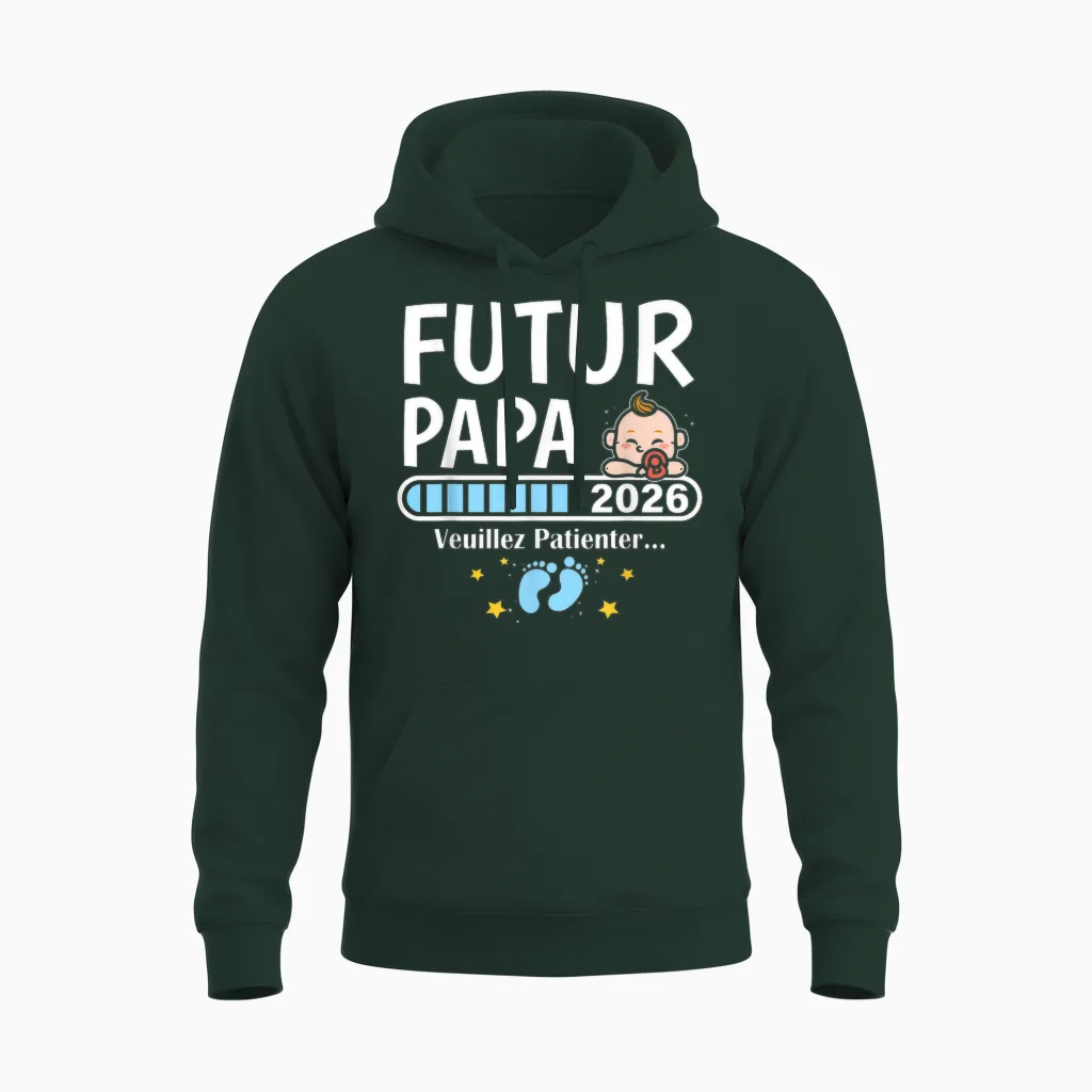 Je Vais être Papa 2026 T-Shirt Man Future Papa 2026 Unisex Hoodie in Forest