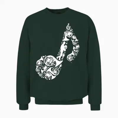 French Horn Drawing Unisex Sweatshirt - Forest