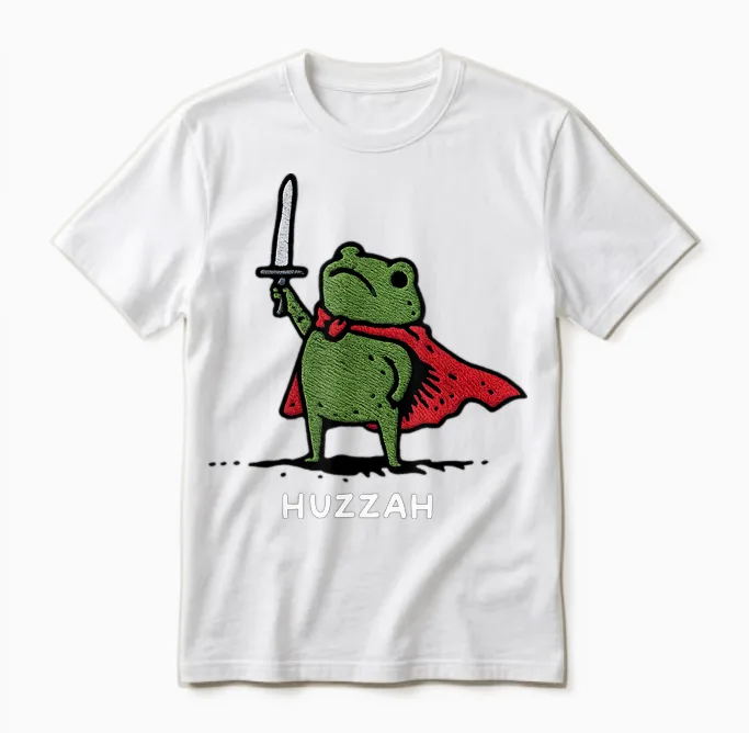 Huzzah Frog Knight Funny Sword Meme Quote Unisex T-Shirt in White