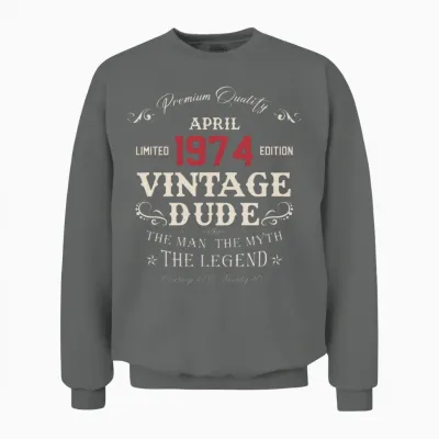 April 1974 Vintage Birthday Present Unisex Sweatshirt - Graphite Heather