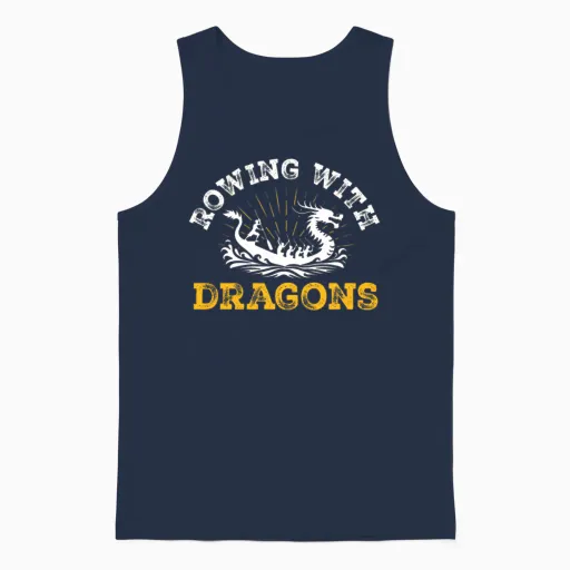 Rowing with Dragons Dragonboat Unisex Tank Top in Navy