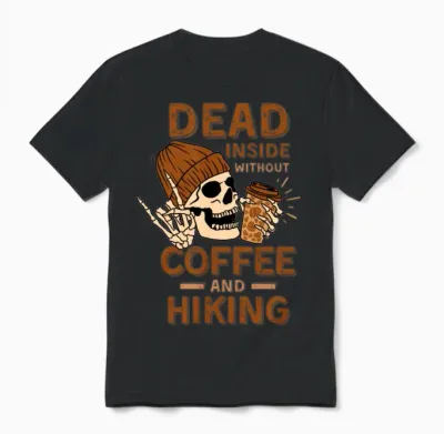 Coffee Hiking Skeleton Unisex T-Shirt - Black