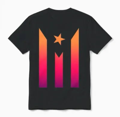 Puerto Rico Flag Silhouette Unisex T-Shirt - Black