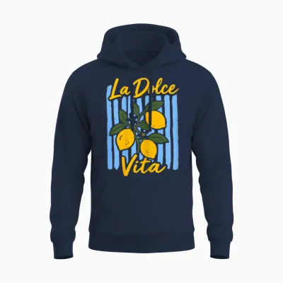 La Dolce Vita Citron Vacances D'été Italiennes Vintage Unisex Hoodie - Navy