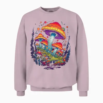 Retro Mushrooms Unisex Sweatshirt - Light Pink