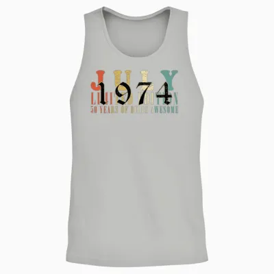 July 1974 Vintage Birthday Present Unisex Tank Top - Ash