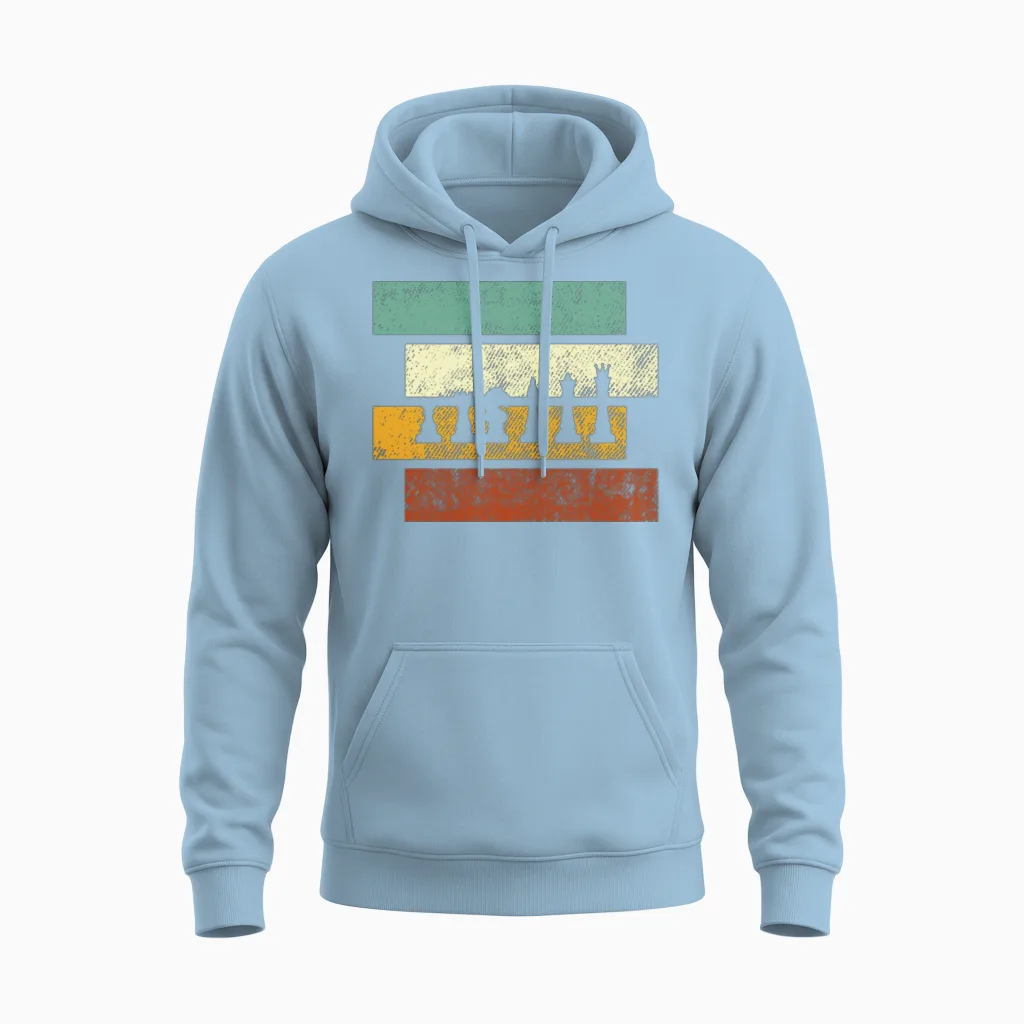 Chess Retro Unisex Hoodie in Light Blue